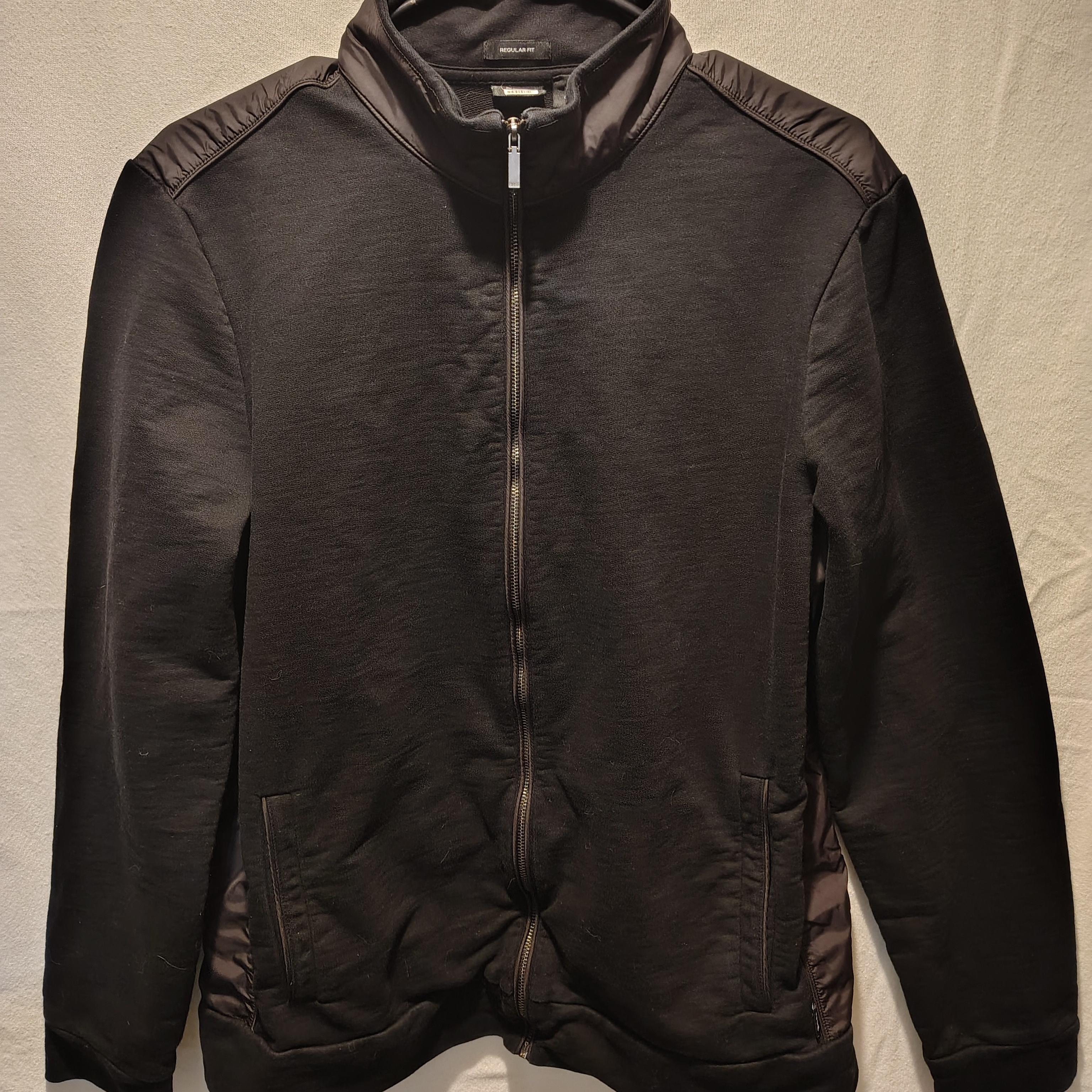 Hugo Boss Black Full Zip Knit And Nylon Men's Jacket Extra Large
